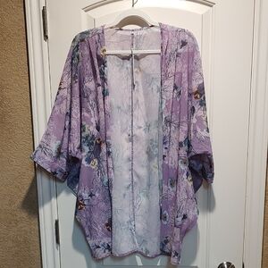 Olrain Purple Floral Kimono